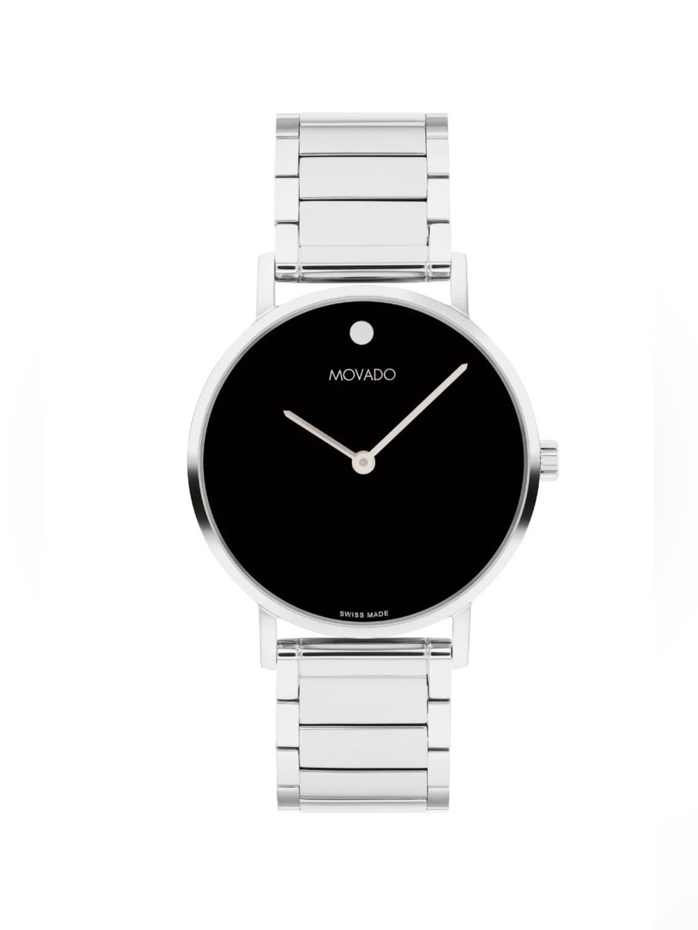 New Movado Signature Women’s Black Dial Stainless Steel 32mm Watch 0607945